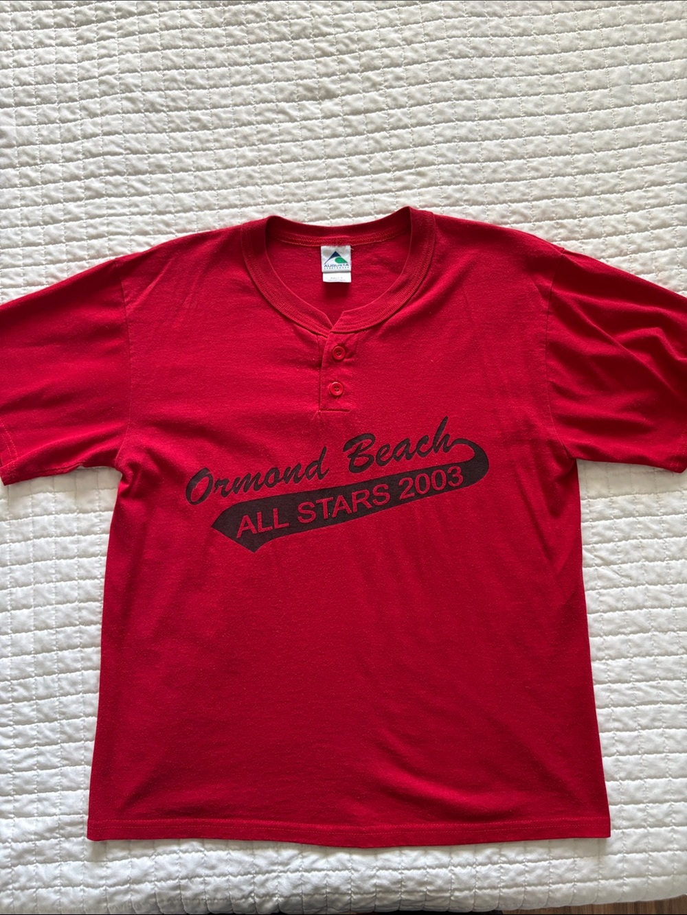 Augusta Sportswear Red Henley 'Ormond Beach All Stars 2003' Tee